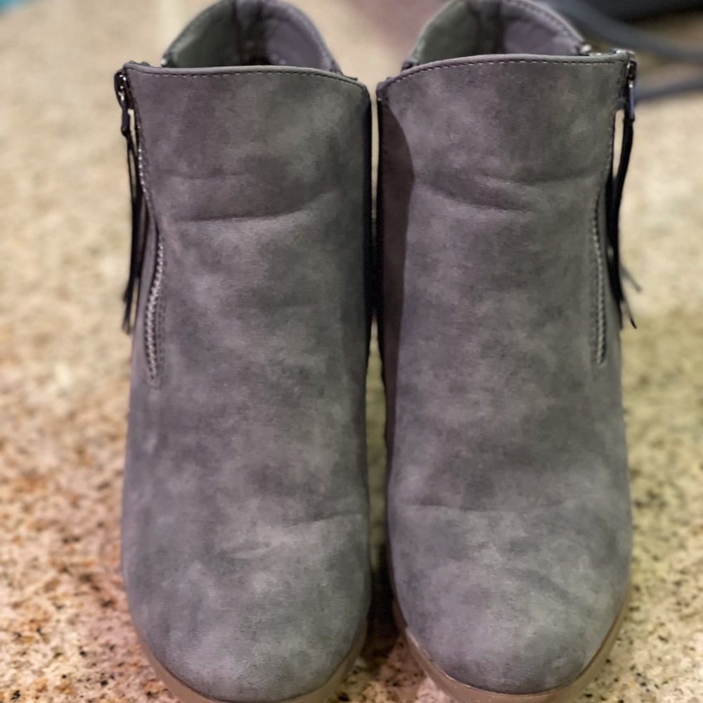 Gray Suede Ankle Boots